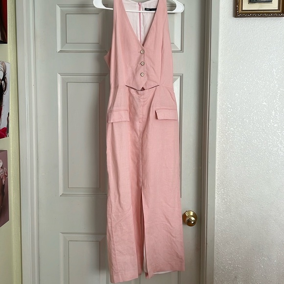 COPY - Zara Linen Pink Midi Dress - Picture 3 of 7